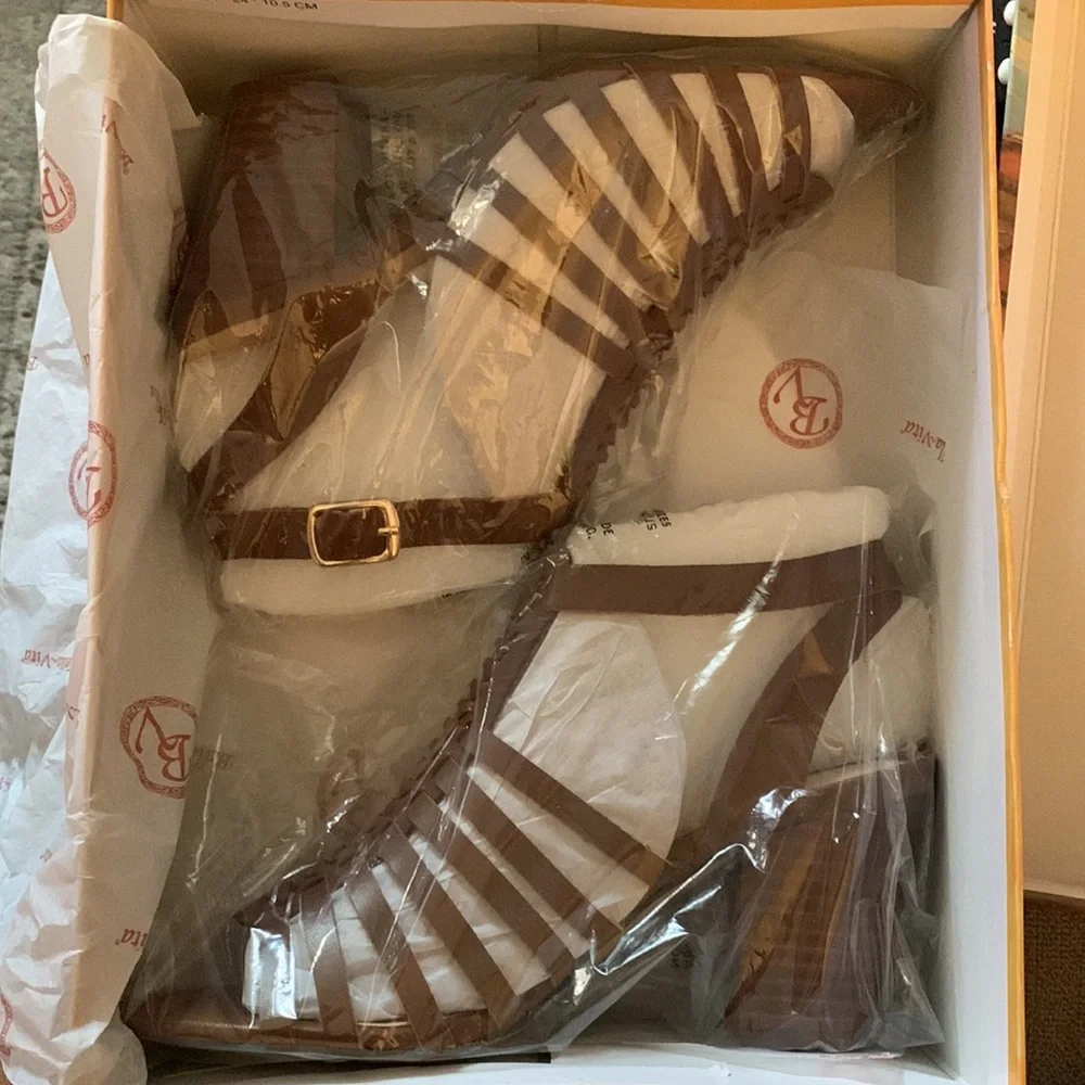 Belle Vita Brown Lissie Heeled Gladiator Sandals